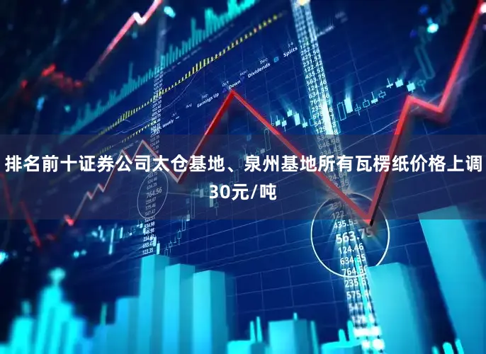 排名前十证券公司太仓基地、泉州基地所有瓦楞纸价格上调30元/吨