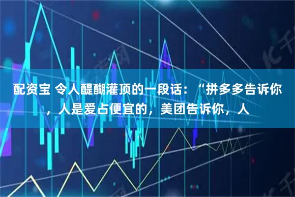 配资宝 令人醍醐灌顶的一段话：“拼多多告诉你，人是爱占便宜的，美团告诉你，人